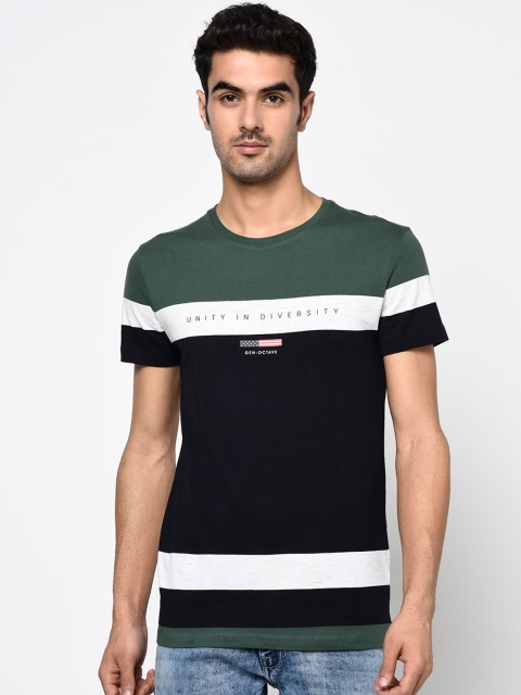 

Octave Men Olive Green Colourblocked Round Neck T-shirt