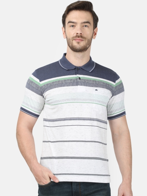 

Monte Carlo Men White Striped Polo Collar T-shirt
