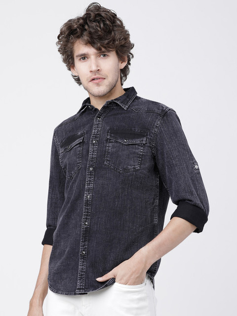 

Ecko Unltd Men Black Slim Fit Self Design Casual Shirt