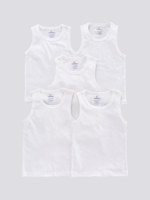 

KiddoPanti Boys Pack Of 5 White Solid Basic Innerwear Vests SS21BVT063