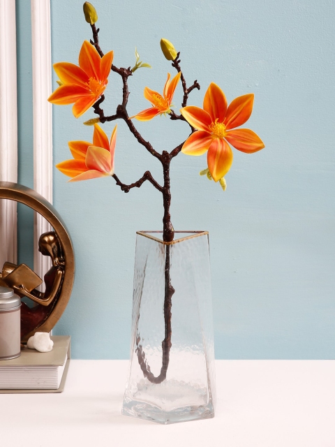 

TAYHAA Transparent Handcrafted Gold-Rim Triangular Glass Vase