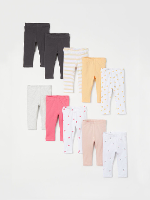 

H&M Girls Multicoloured 10-Pack Jersey Leggings, Multi