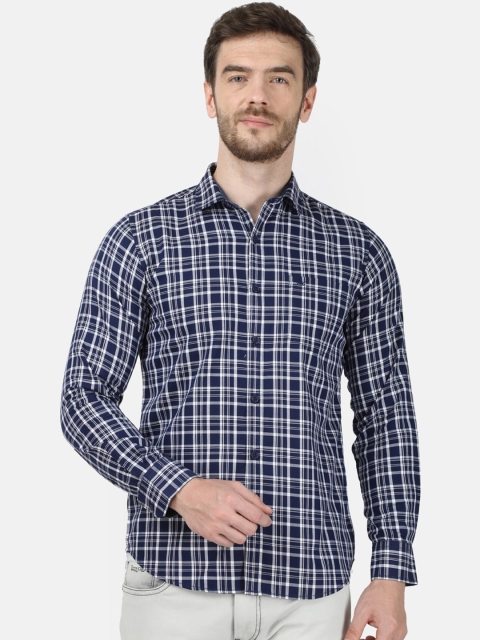 

Monte Carlo Men Blue Regular Fit Checked Casual Shirt