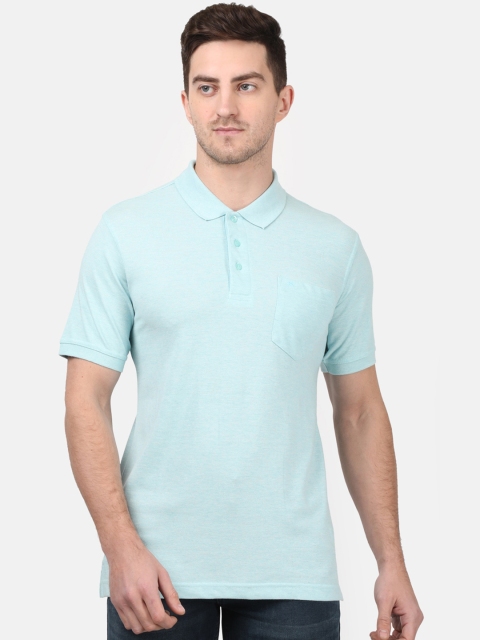 

Monte Carlo Men Blue Solid Polo Collar Cotton Blend T-shirt