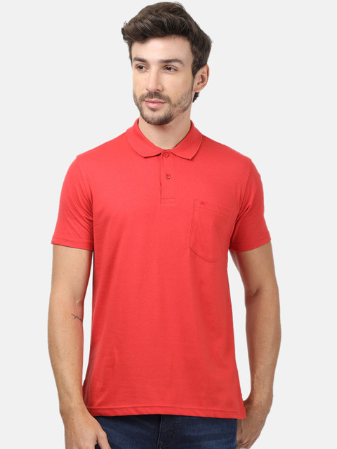 

Monte Carlo Men Rust Solid Polo Collar T-shirt