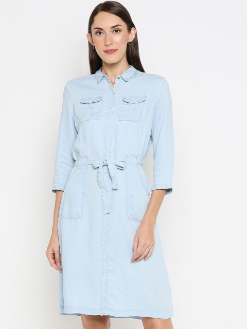 

Kraus Jeans Women Blue Solid Denim Shirt Dress