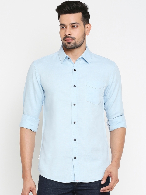 

Mufti Men Blue Slim Fit Self Design Casual Shirt