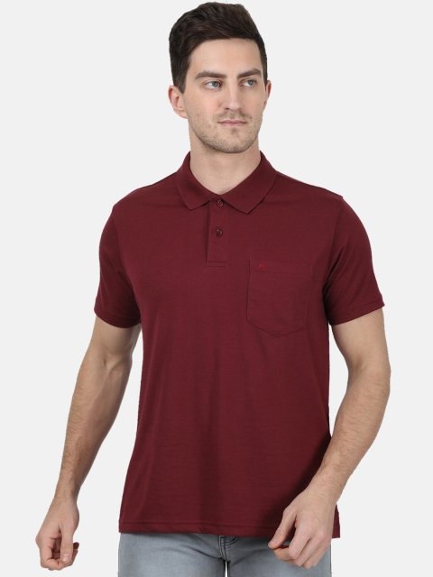 

Monte Carlo Men Maroon Solid Polo Collar T-shirt
