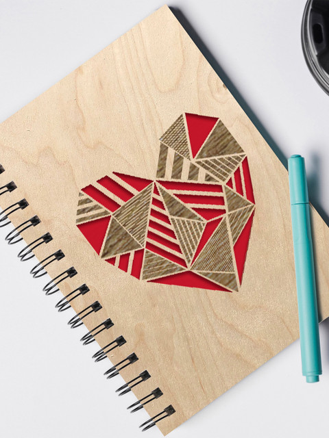 

Bigsmall Brown & Red Heart Laser Cut Wooden Diary