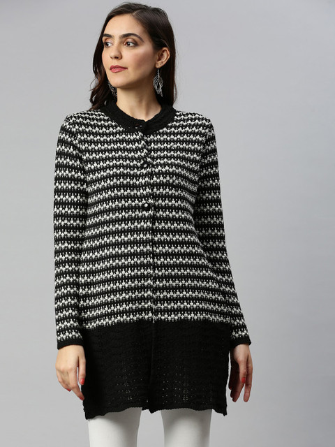 

Soch Women Black & White Woven-Design Kurti