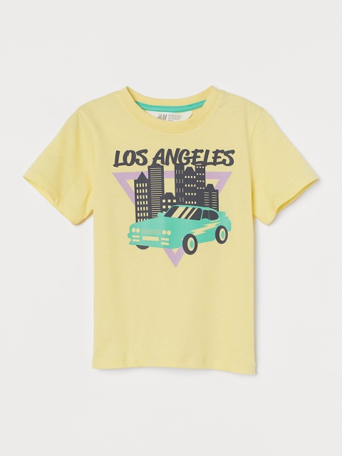 

H&M Boys Yellow & Black Printed Pure Cotton T-shirt