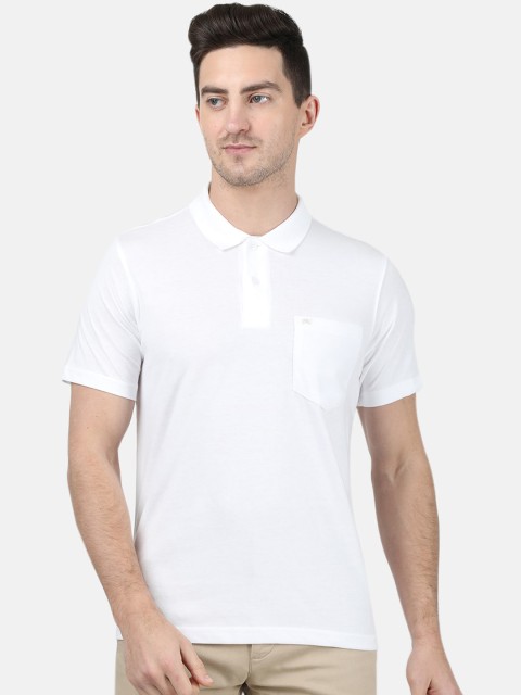 

Monte Carlo Men White Solid Polo Collar T-shirt