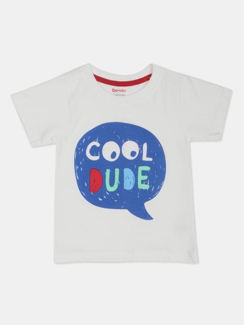 

Donuts Infant Boys White & Blue Graphic Printed Round Neck T-shirt