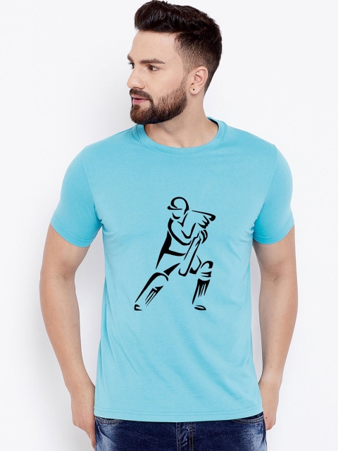 

wesquare Men Blue Printed Round Neck T-shirt