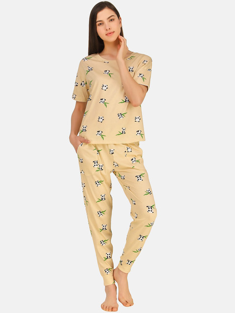 

Masha Women Peach-Coloured Printed Night suit