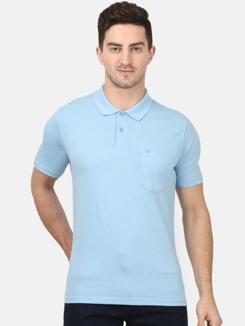 

Monte Carlo Men Blue Solid Polo Collar T-shirt