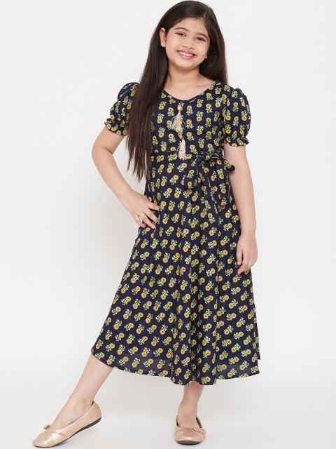 

Baani Creations Girls Navy Blue Printed A-Line Dress