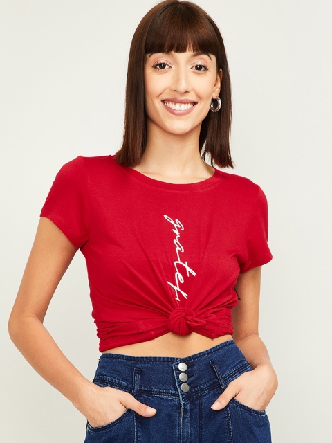 

Fame Forever by Lifestyle Red Printed Regular Top