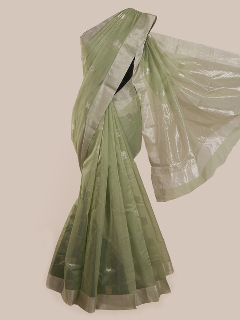 

Pothys Green Pure Silk Woven Design Kanjeevaram Saree