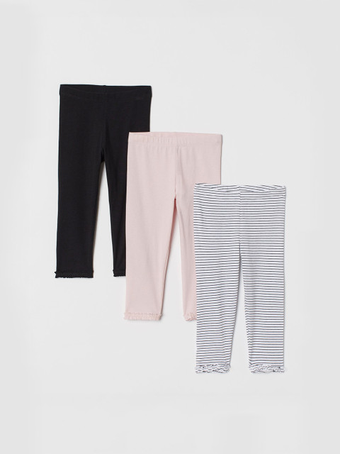 

H&M Girls Multicoloured 3-Pack Cotton Leggings, Multi