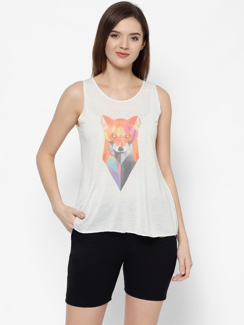 

VIMAL JONNEY Women Cream-Coloured & Black Printed T-shirt and Shorts