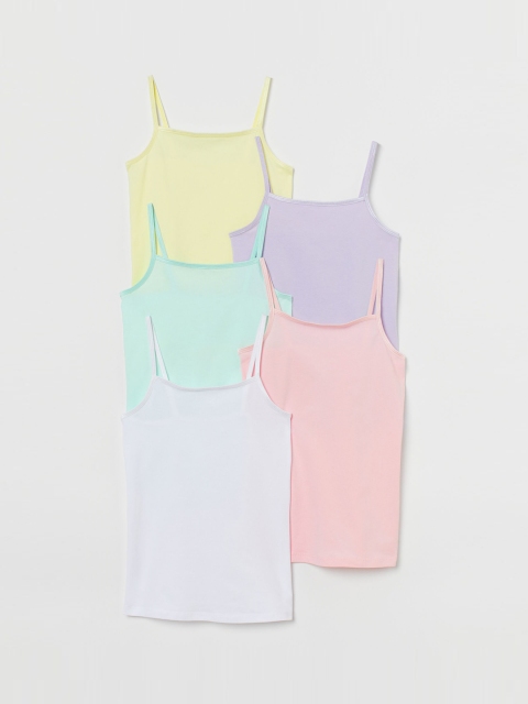 

H&M Girls Multicoloured 5-Pack Jersey Strappy Tops, Multi