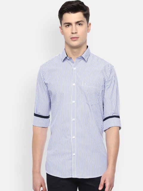 

Van Heusen Sport Men Blue & White Slim Fit Striped Casual Shirt