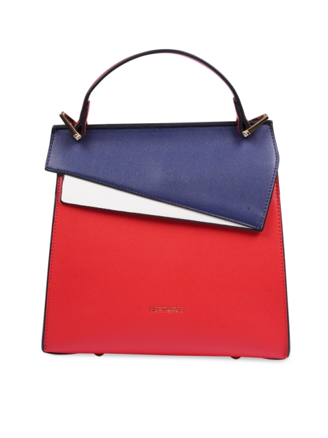 

HEATWAVE Maroon & Navy Blue Colourblocked Handheld Bag