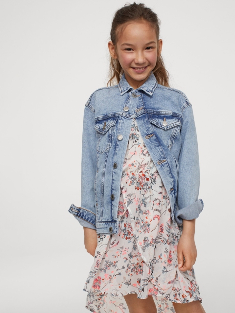 

H&M Girls White & Coral Patterned Chiffon Dress