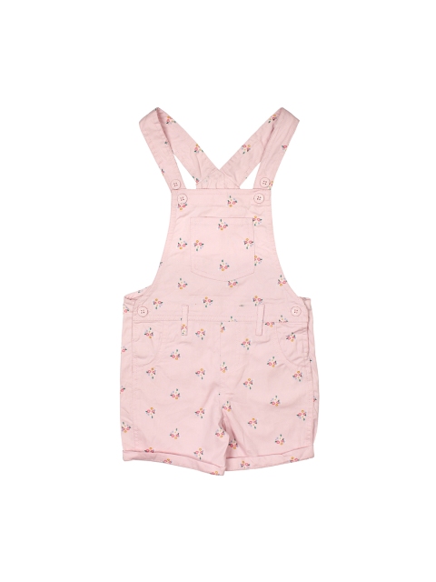 

Lil Lollipop Infant Kids Peach-Coloured & Yellow Pure Cotton Printed Dungarees