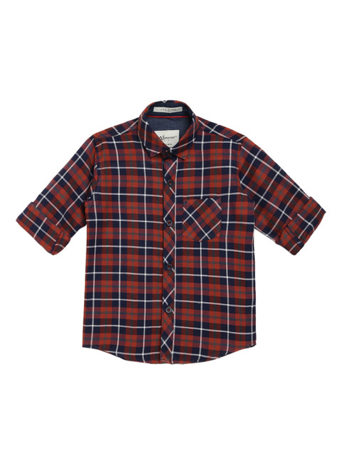 

Aj DEZInES Boys Red & Navy Blue Checked Casual Shirt