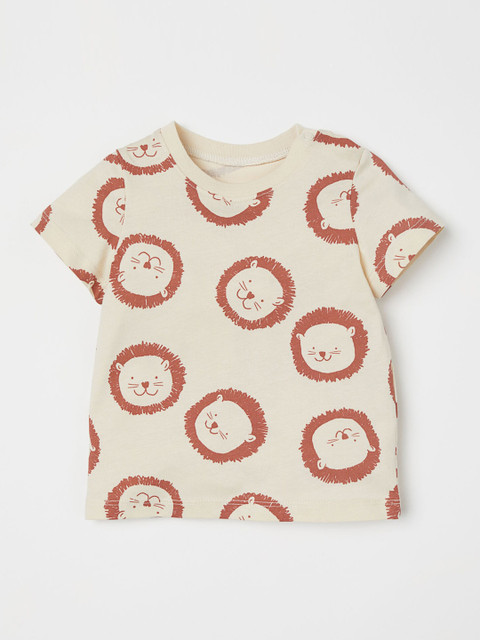 

H&M Boys Beige & Brown Printed T-shirt