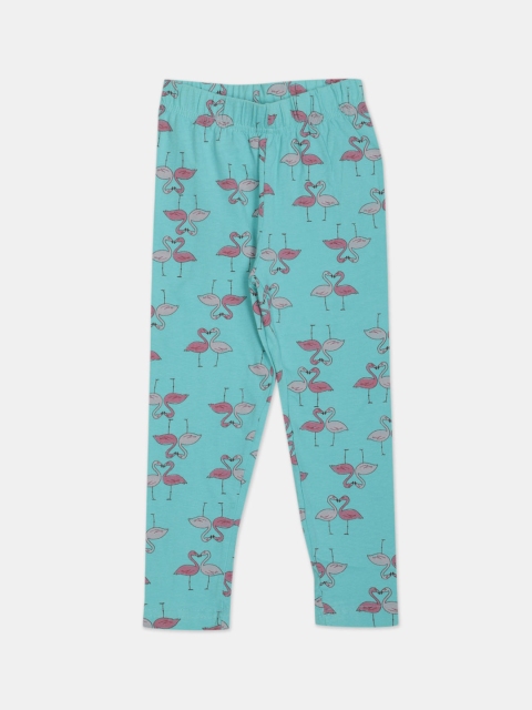 

Cherokee Girls Blue & Pink Flamingo Printed Ankle-Length Leggings