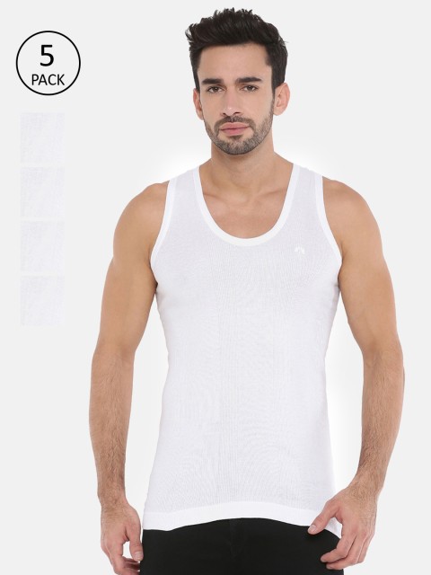 

Chennis Men Pack Of 5 White Solid Innerwear Vests