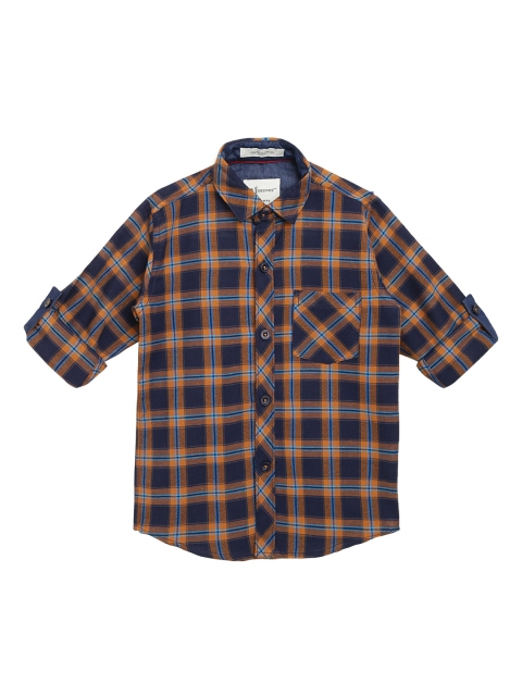 

Aj DEZInES Boys Orange Regular Fit Checked Casual Shirt
