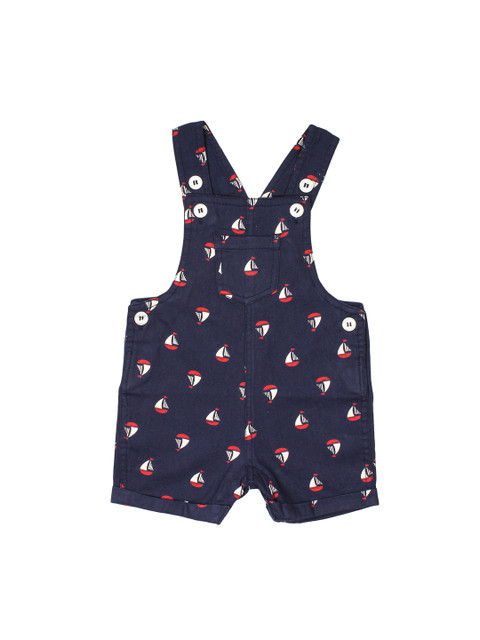 

Lil Lollipop Infant Kids Navy Blue & Red Pure Cotton Printed Dungarees