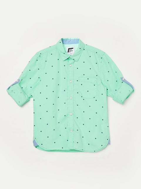 

Fame Forever by Lifestyle Boys Mint Green Slim Fit Printed Casual Shirt