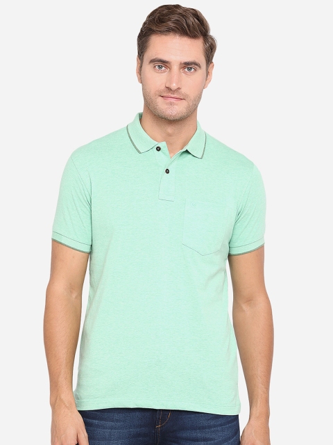 

Greenfibre Men Green Solid Polo Collar T-shirt