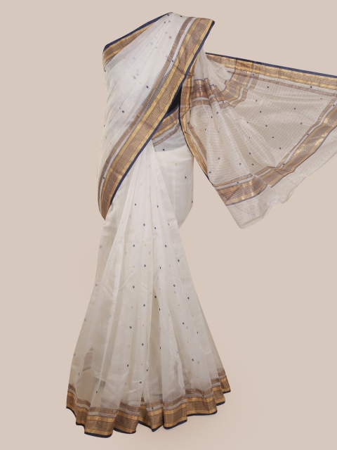 

Pothys White Embroidered Kanjeevaram Saree