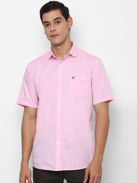 

Allen Solly Men Pink Slim Fit Solid Cotton Casual Shirt