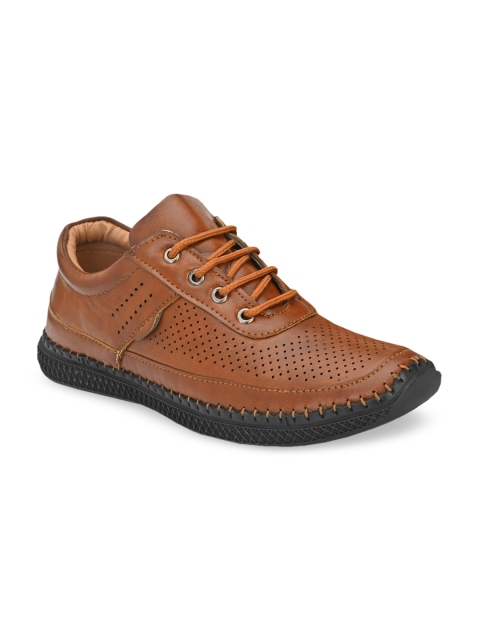 

Mactree Men Tan Brown Perforated Sneakers