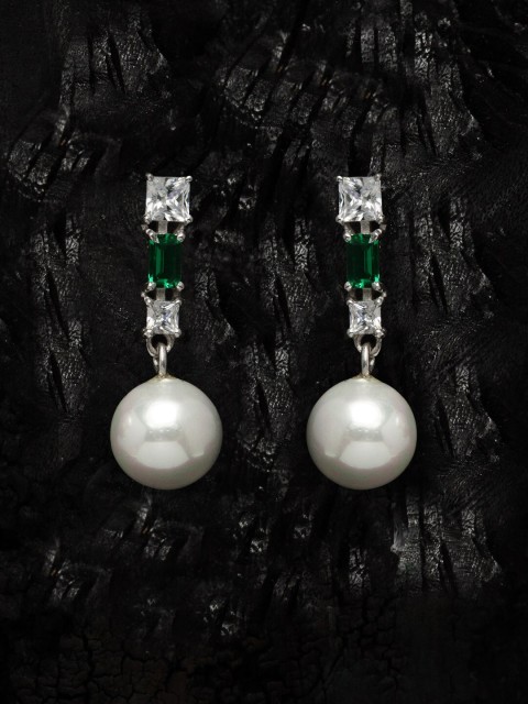

Clara Silver-Toned Classic Drop Zirconia & Pearl Earrings