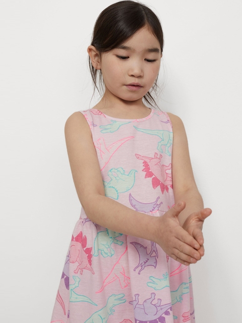 

H&M Girls Pink & Purple Cotton Patterned Jersey Dress
