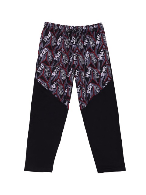 

SWEET ANGEL Boys Black & Red Printed Straight-Fit Track Pants
