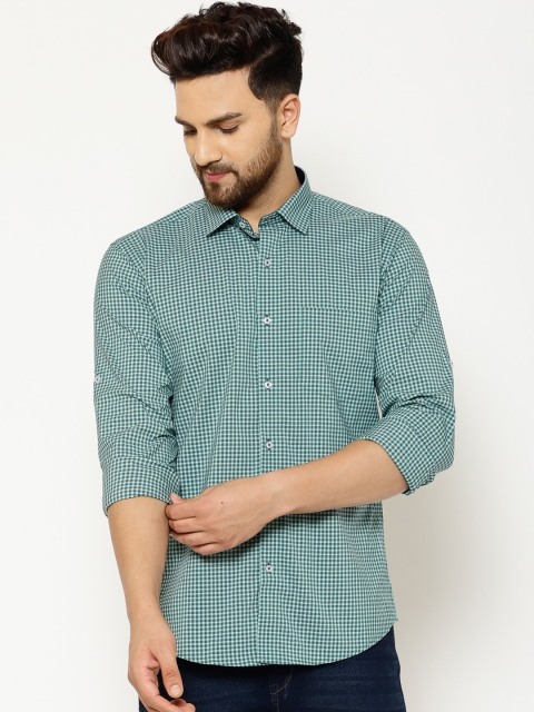 

EPPE Men Green & White Slim Fit Checked Casual Shirt