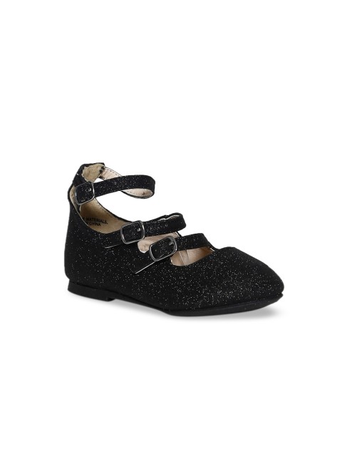 

The Childrens Place Girls Black Solid PU Ballerinas