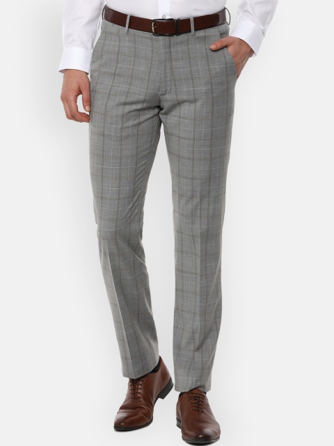 

Louis Philippe Men Grey Regular Fit Checked Formal Trousers