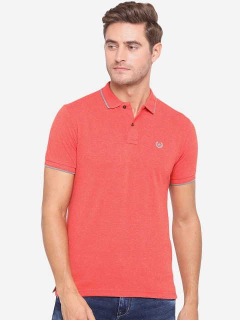

Greenfibre Men Red Solid Polo Collar T-shirt