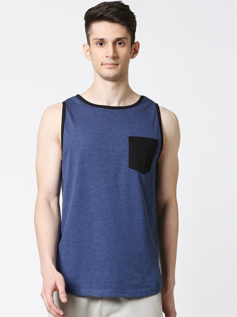 

Bewakoof Men Blue & Black Solid Innerwear Vest