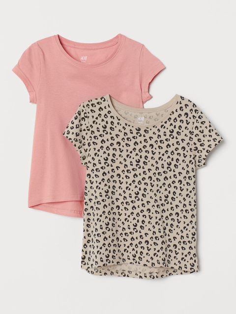 

H&M Girls Pink & Beige 2-Pack Cotton T-shirts